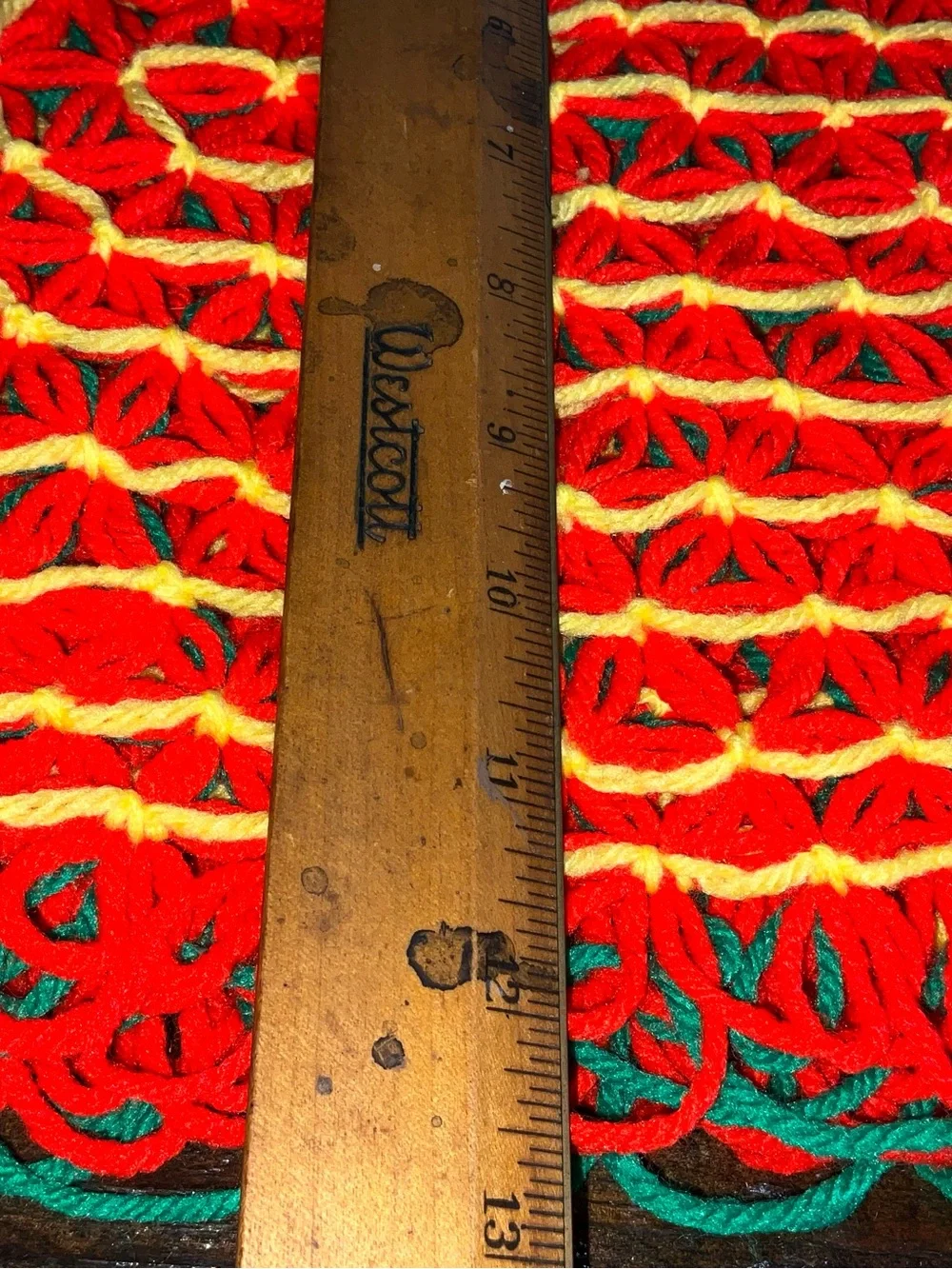 Vintage Lot of 4 Crocheted Placemats Bright Orange Green